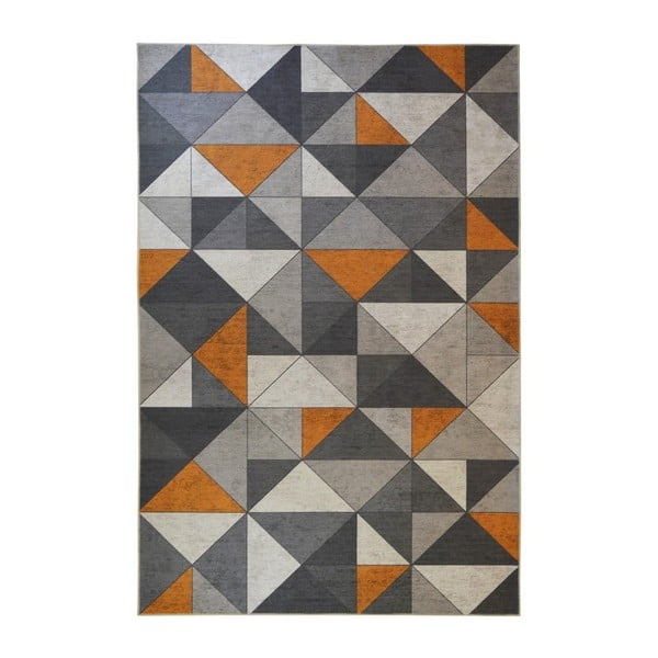 Sivo-oranžový koberec Floorita Shapes, 80 x 150 cm