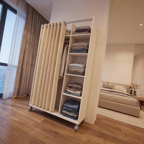 Bielo-béžová šatníková skriňa 100x160 cm Kit – Tvilum-image-2