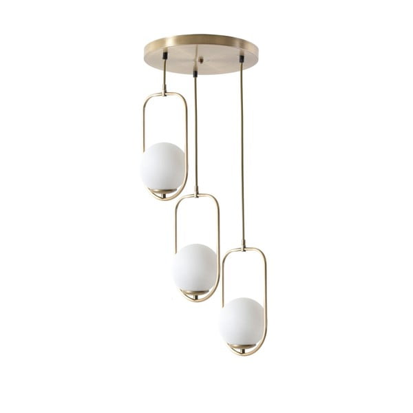 Závesné svietidlo v bielo-zlatej farbe so skleneným tienidlom ø 30 cm Ahu – Opviq lights