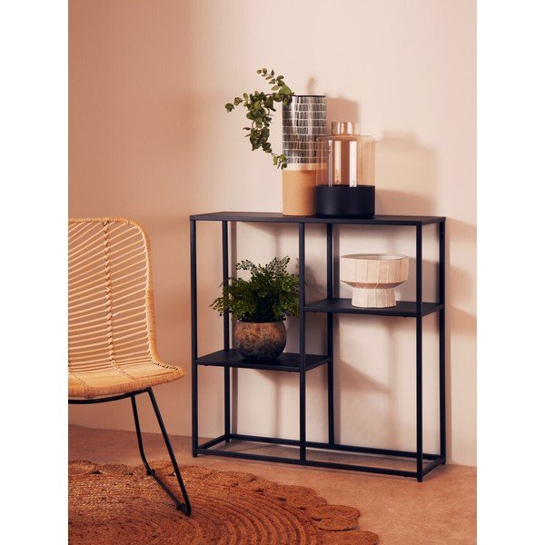Čierny oceľový regál 80x81x26 cm Acero – Premier Housewares-image-1