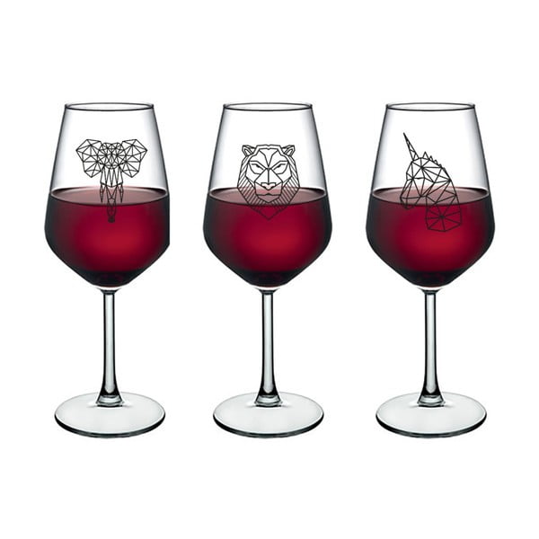 Sada 4 pohárov na víno Vivas Polygonal Animal Figure, 345 cm