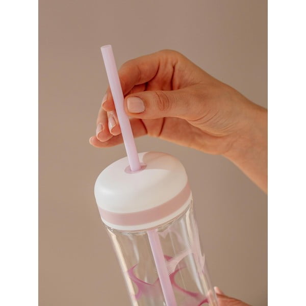 Fialovo-biela fľaša na vodu s vekom a slamkou Equa Flow Wave 2v1, 800 ml-image-2