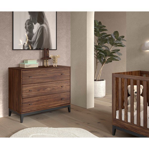 Komoda v dekore orecha v tmavo prírodnej farbe 100x89x55 cm Ilyas – Vipack-image-1