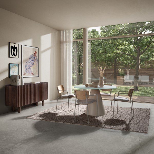 Okrúhly jedálenský stôl so sklenenou doskou ø 120 cm Vida – MOME-image-1