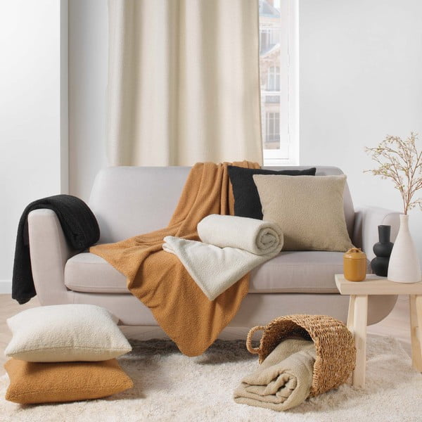 Béžová fleecová deka 180x220 cm Curly Wooly – douceur d'intérieur-image-3