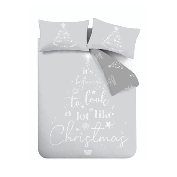 Sivé obliečky na jednolôžko 135x200 cm A Lot Like Christmas – Catherine Lansfield