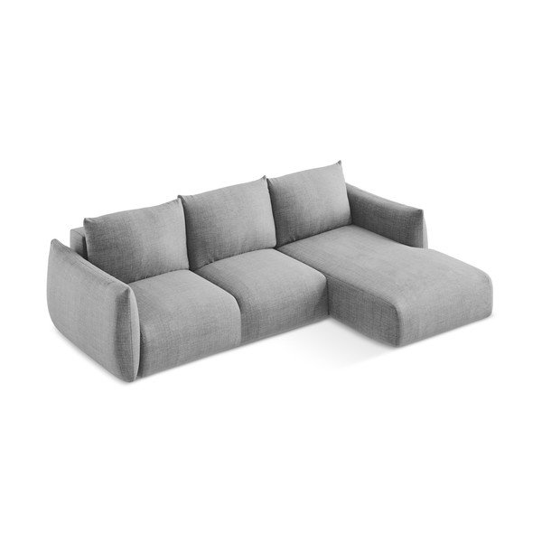 Svetlosivá rozkladacia rohová pohovka (pravý roh/s leňoškou) Leila – Makamii-image-3