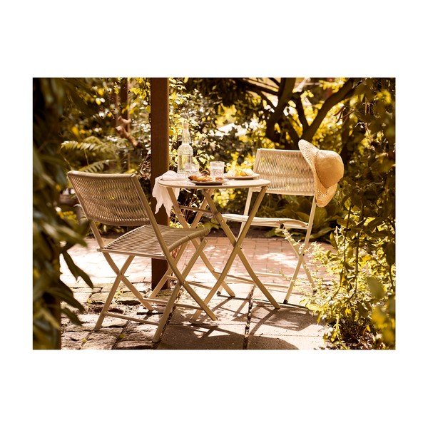 Béžová kovová záhradná jedálenská súprava pre 2 osoby Arcas – House Nordic-image-1
