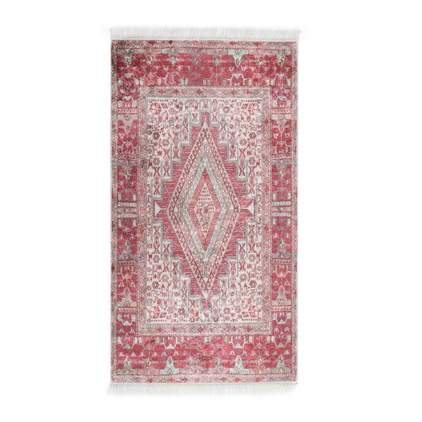 Zamatový koberec Deri Dijital Maluna Red, 80 × 150 cm