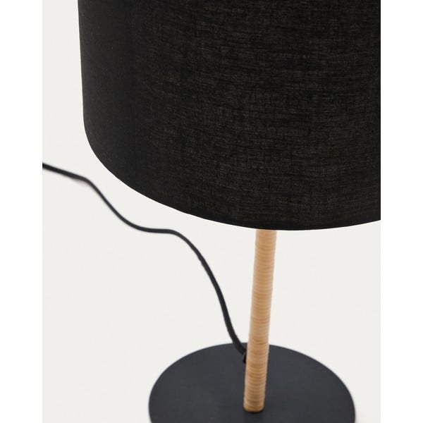 Čierna stolová lampa s textilným tienidlom (výška 45 cm) Pina – Kave Home-image-3