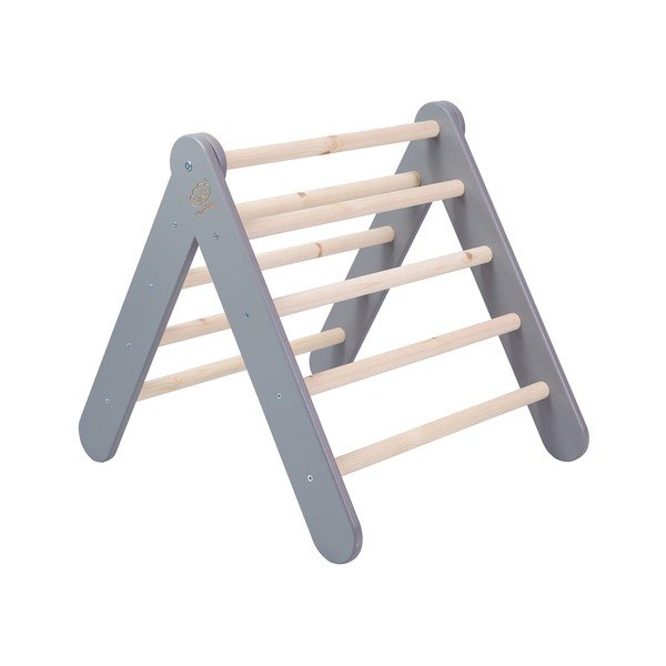 Sivý pikler trojuholník z borovicového dreva 60x60x60 cm Montessori – Meowbaby