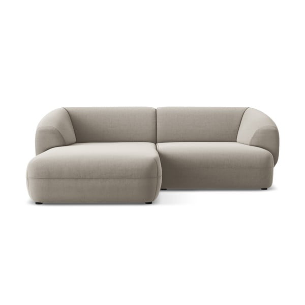 Béžová zamatová rohová pohovka (ľavý roh) Moana – Makamii