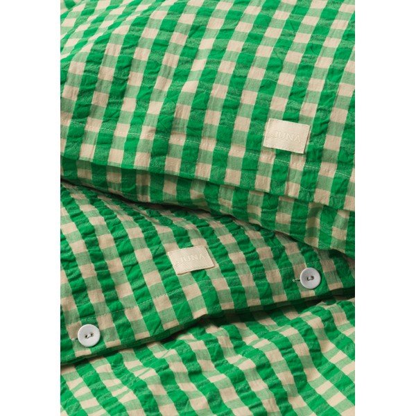 Zeleno-béžové predĺžené krepové obliečky na jednolôžko 140x220 cm Bæk&Bølge – JUNA-image-3