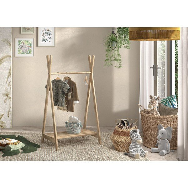 Detský vešiak z dubového dreva v prírodnej farbe 74x132 cm Forrest – Vipack-image-1