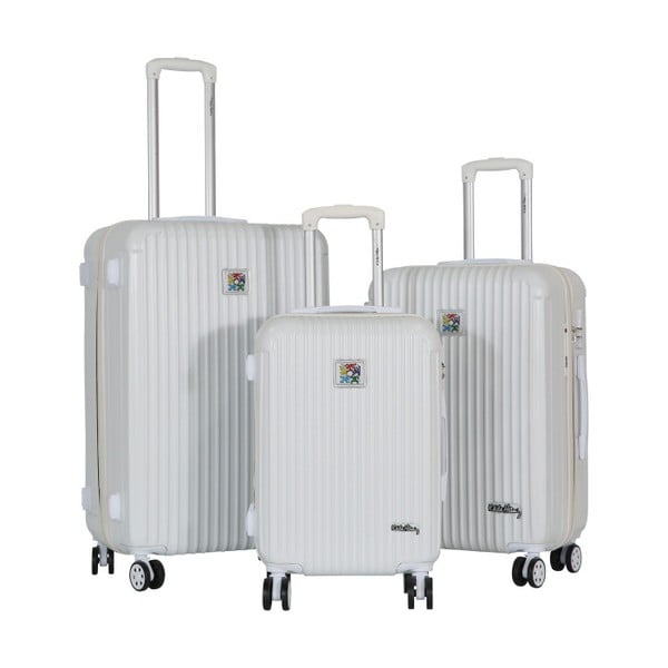 Sada 3 bielych cestovných kufrov LULU CASTAGNETTE Darwin