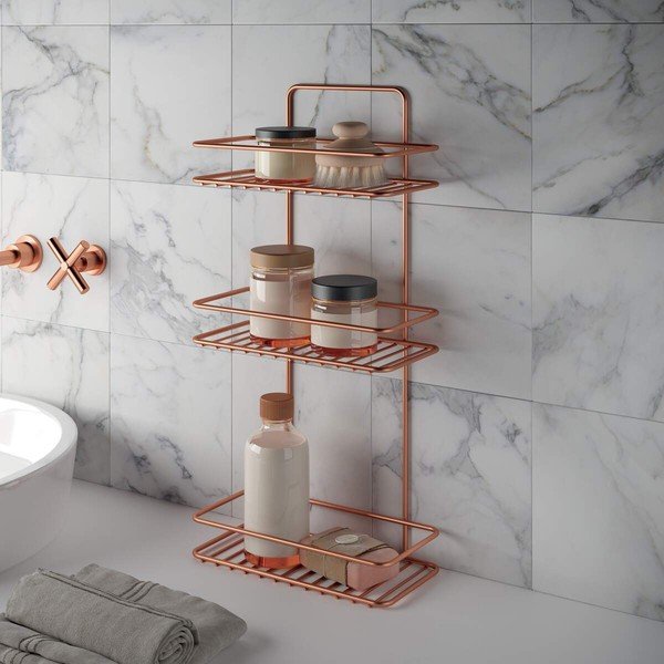 Kúpeľňová polička s troma poschodiami Metaltex Copper-image-2