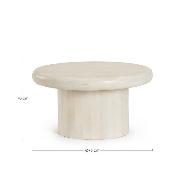 Krémovobiely okrúhly konferenčný stolík z mangového dreva ø 75 cm Lopez – Bizzotto-image-4