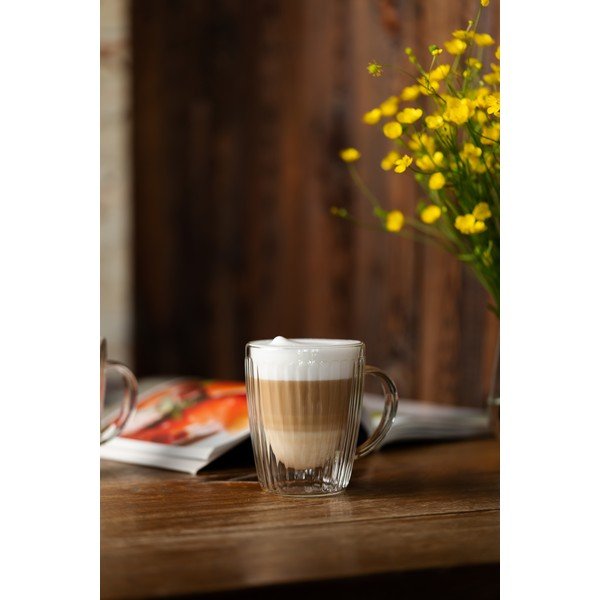 Sklenené hrnčeky v súprave 2 ks na cappuccino 250 ml Livio Duo – Vialli Design-image-1