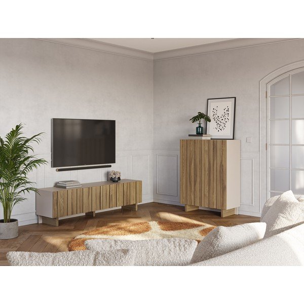 Krémovobiela/v prírodnej farbe skrinka z borovicového dreva 90x120x43 cm Marlo – Marckeric-image-4