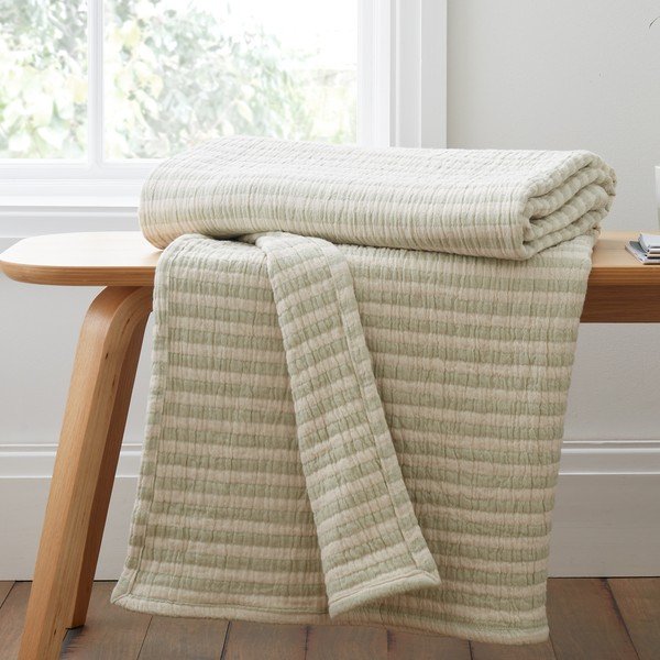 Zelená bavlnená deka 150x200 cm Cotton Muslin Stripe – Bianca-image-2