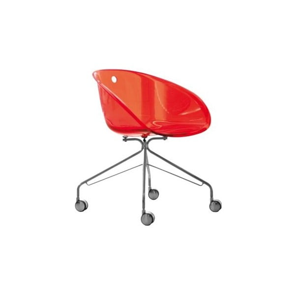 Červená stolička na kolieskach Pedrali Gliss
