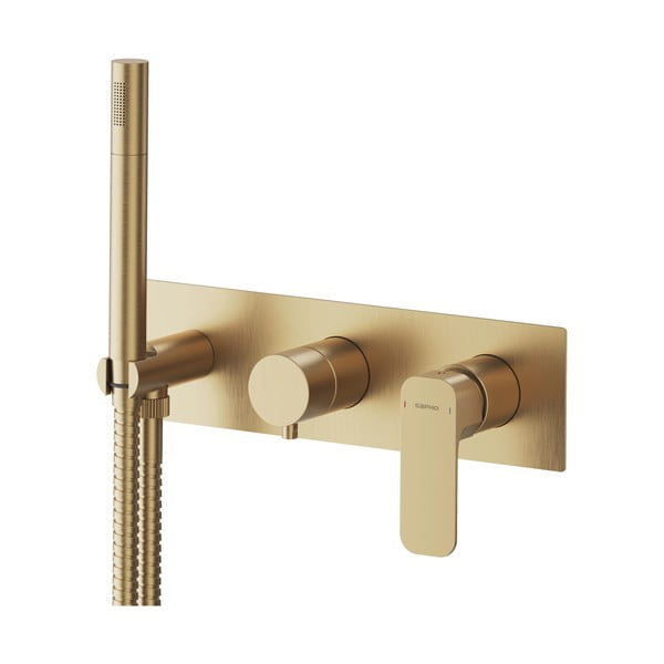 Podomietková sprchová batéria v zlatej farbe (3 výstupy) Spy – Sapho-image-1