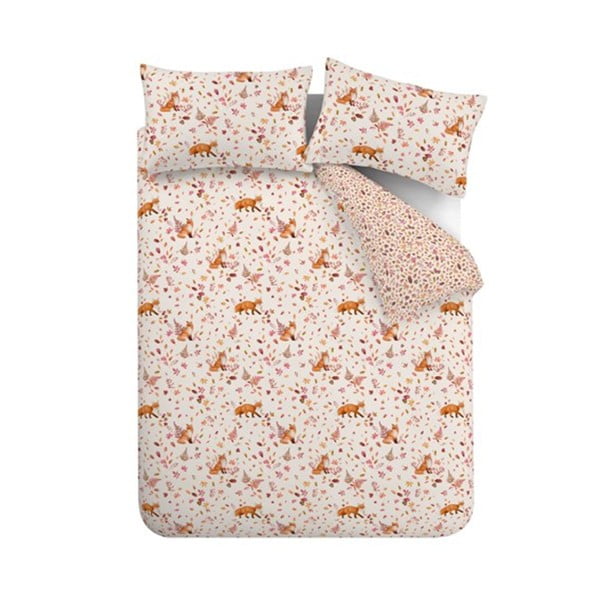 Oranžové/béžové obliečky na dvojlôžko 200x200 cm Woodland Fox – Catherine Lansfield