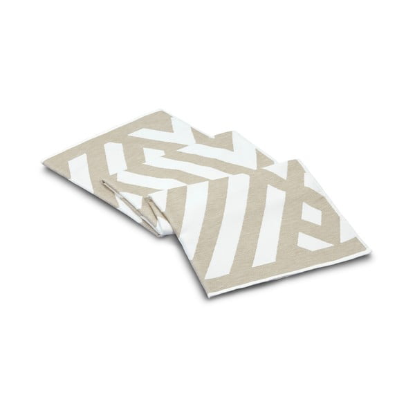 Béžovo-biela bavlnená kúpeľňová predložka Foutastic Geometric, 100 x 180 cm-image-1