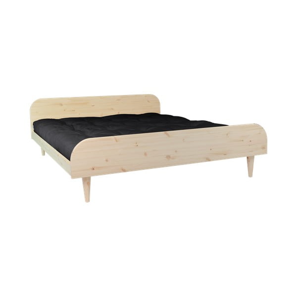 Dvojlôžková posteľ z borovicového dreva s matracom Karup Design Twist Double Latex Natural Clear/Black, 140 x 200 cm