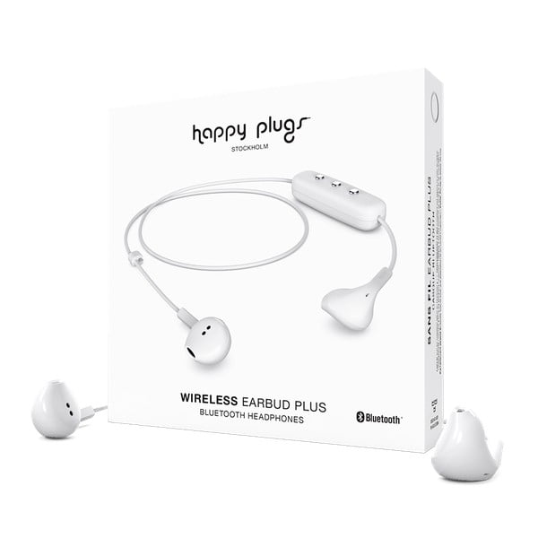 Biele bezdrôtové slúchadlá Happy Plugs In-Ear