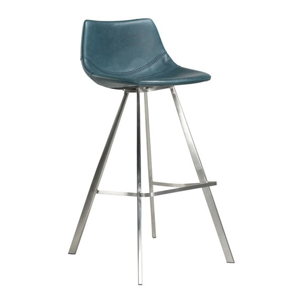 Modrá barová stolička s oceľovou podnožou DAN–FORM Pitch