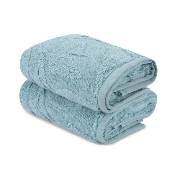 Tyrkysovomodré bavlnené uteráky v súprave 2 ks 50x90 cm Estela – Foutastic
