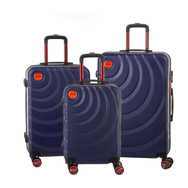 Sada 3 tmavomodrých cestovných kufrov Murano Manhattan