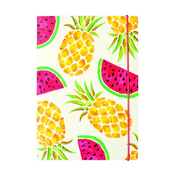 Linajkovaný zápisník B5 Portico Designs Pineapple And Watermelon, 80 stránok
