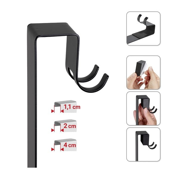 Čierna závesná kúpeľňová polička z nehrdzavejúcej ocele Bribano – Wenko-image-4