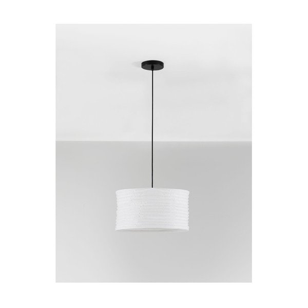 Biele ľanové závesné svietidlo ø 38 cm Linnet – Nova Luce-image-3