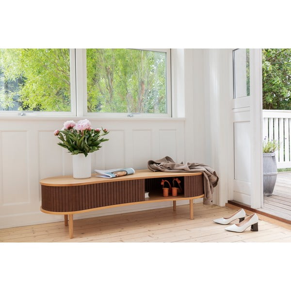 TV stolík v dekore duba v sivo-prírodnej farbe 140x40 cm Audacious – UMAGE-image-1