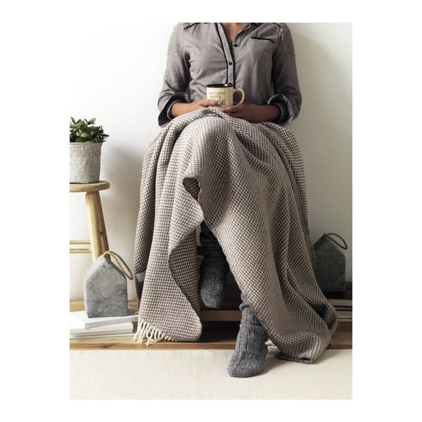 Terakotovohnedý pléd s podielom bavlny Euromant Ruby, 140 x 180 cm-image-2