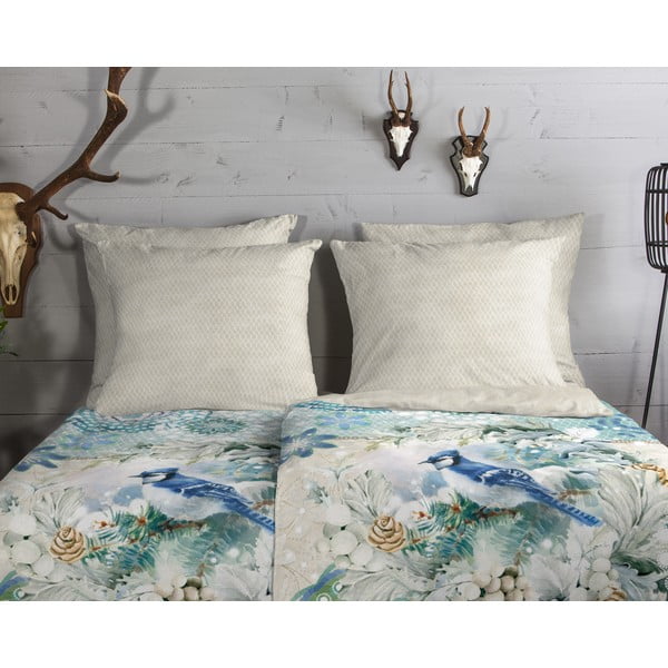 Béžovo-tyrkysové flanelové obliečky na jednolôžko 140x200 cm - HIP-image-2