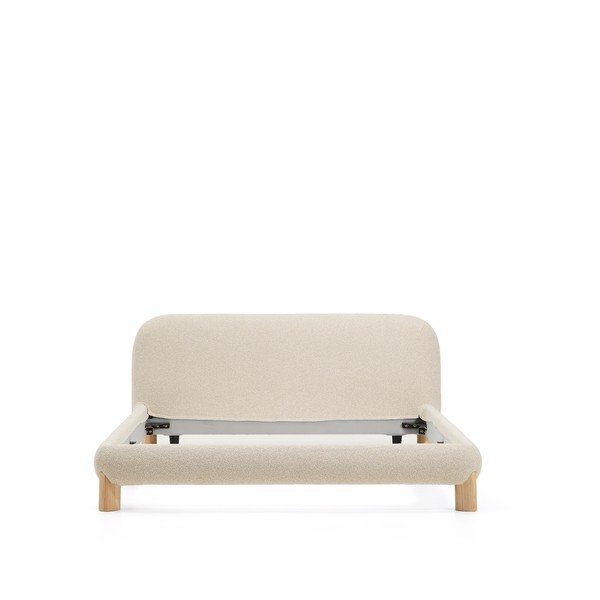 Béžová čalúnená dvojlôžková posteľ bez roštu 180x200 cm Odina – Kave Home-image-3