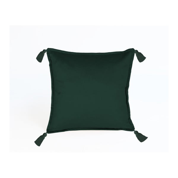 Zelená dekoratívna obliečka na vankúš Velvet Atelier Pompos, 45 × 45 cm