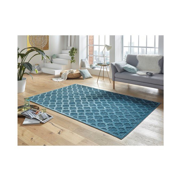 Modrý koberec z viskózy Mint Rugs Bryon, 80 × 125 cm-image-1