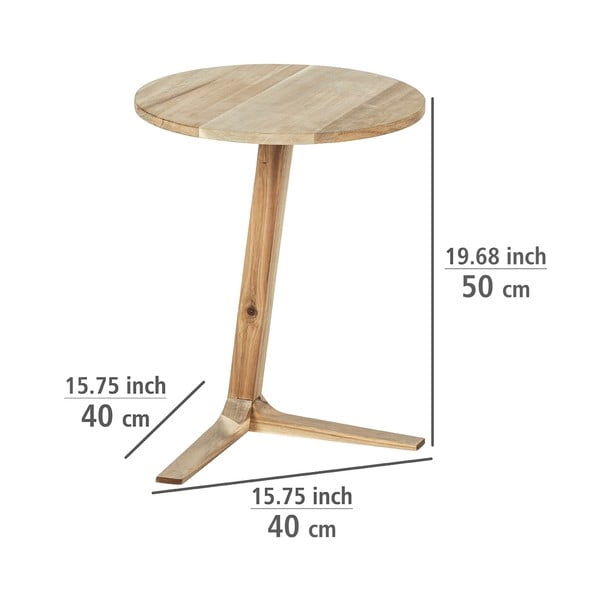 Okrúhly odkladací stolík z masívu akácie ø 40 cm Acina – Wenko-image-4