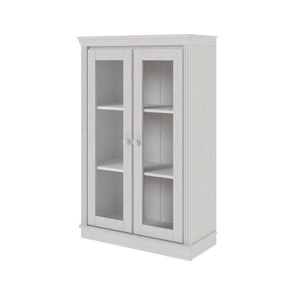 Biela vitrína z borovicového dreva 74x118x35 cm Anita – Støraa-image-3