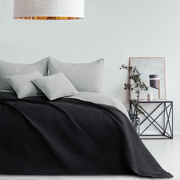 Čierny/svetlosivý prešívaný pléd z mikrovlákna 220x240 cm Softa – Restilo-image-4