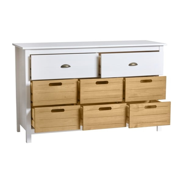 Biela komoda z masívneho borovicového dreva s 8 zásuvkami Marckeric Ibiza-image-2