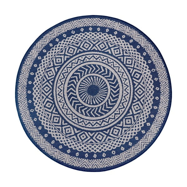 Modro-sivý vonkajší koberec Ragami Round, ø 120 cm