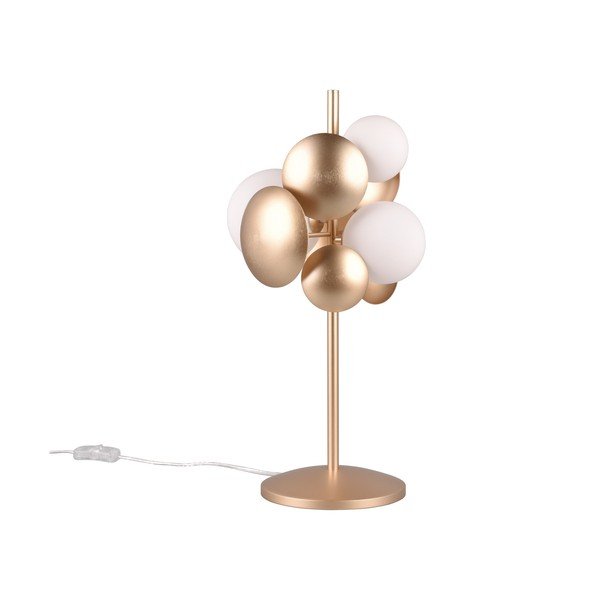 Stolová lampa so skleneným tienidlom v zlato-bielej farbe (výška 50 cm) Bubble – Trio Select