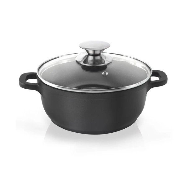 Hrniec s nepriľnavým povrchom Pfluon Granit so sklenenou pokrievkou Orion Grande, ⌀ 24 cm