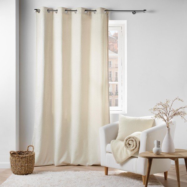 Krémový záves z materiálu buklé 140x240 cm Wooly – douceur d'intérieur-image-3
